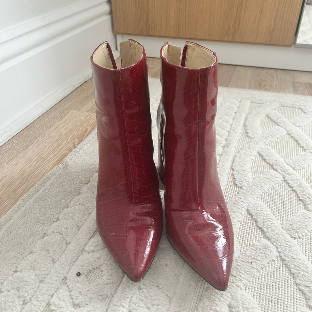 Vince Camuto Glossy Red Ankle Booties